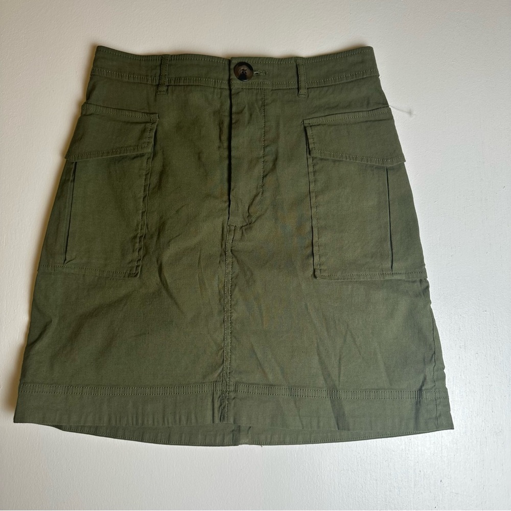 Anthropology Maeve Army Green Skirt‎ Pockets New - Picture 2 of 8